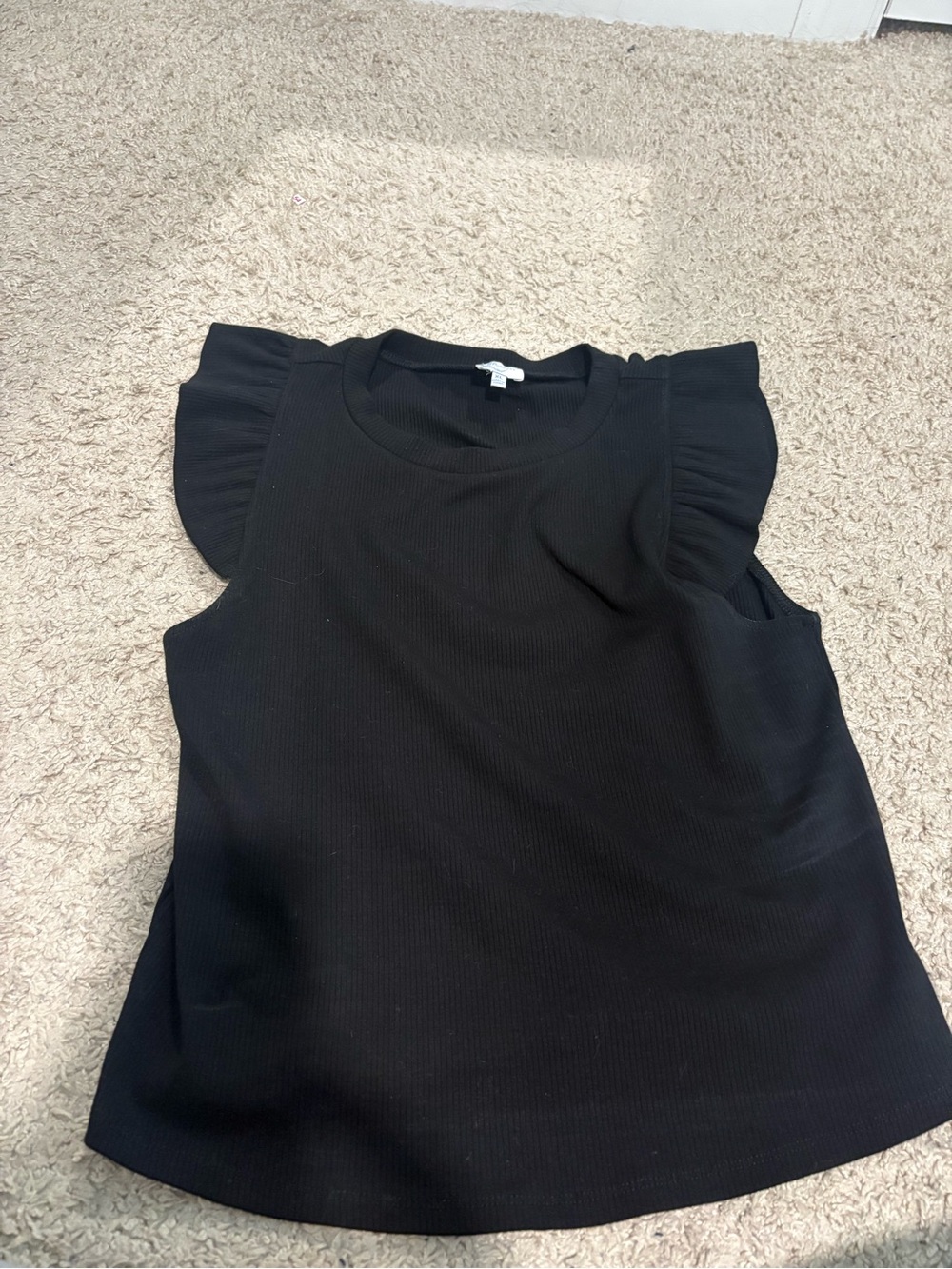 Francesca's Collections Black Ruffled Sleeve Tank Top